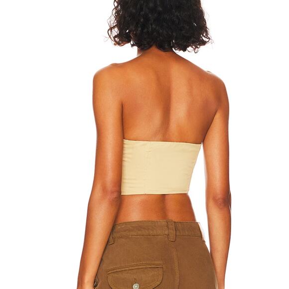 Superdown Beige Lace Up Bustier Top MEDIUM Strapless Steampunk Fairy Ashlyn NEW - Picture 3 of 8